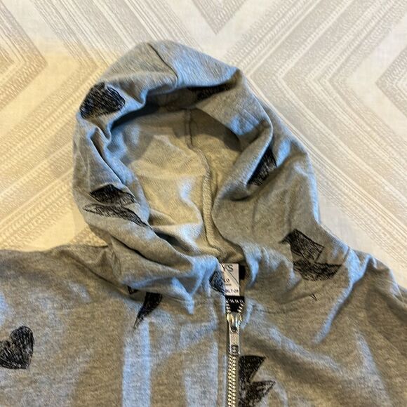 fbz Girls Grey Lightning Bolt & Heart Hooded Sweatshirt - Picture 3 of 5